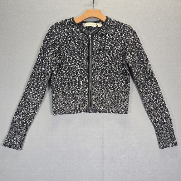 Dana Buchman  Tweed Wool  Blazer Jacket Women's Small Black  White Zip - Picture 1 of 13